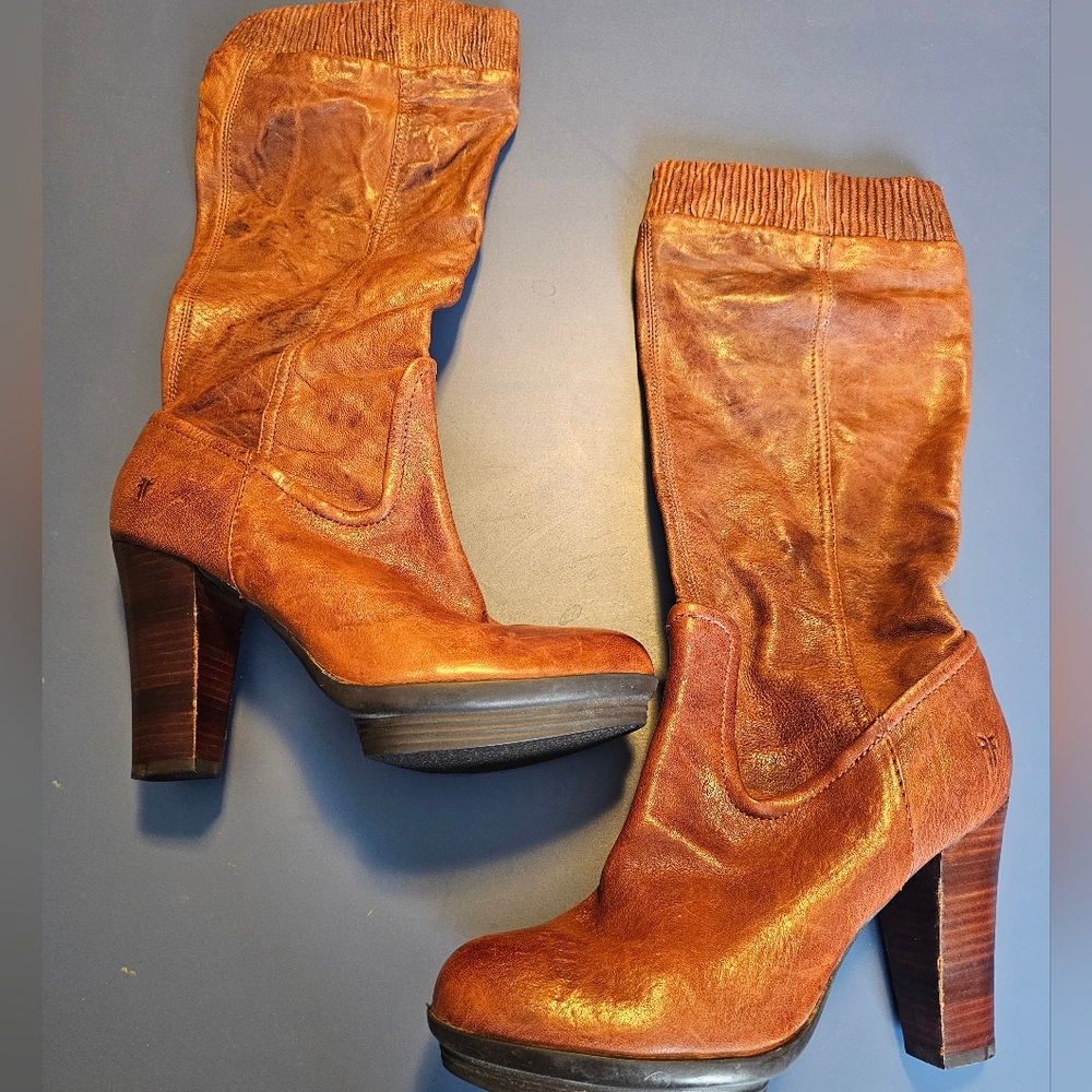 FRYE Mimi Scrunch Women's Brown Leather Boots